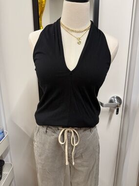 Michael Stars Black V-Neck Halter Tank